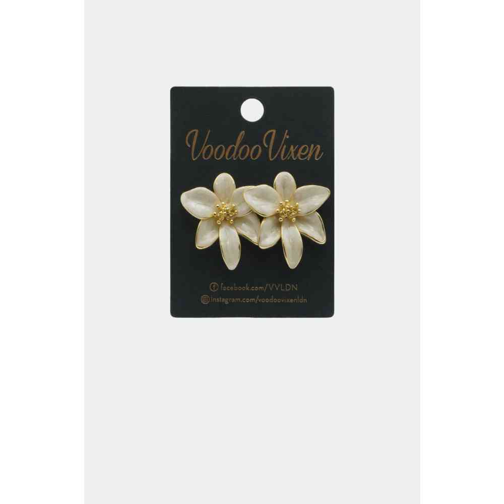Voodoo Vixen - Statement Opal Flower Ohrstecker - WeiÃŸ